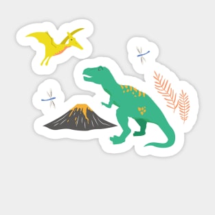 Jurassic Dinosaurs on Peach Sticker